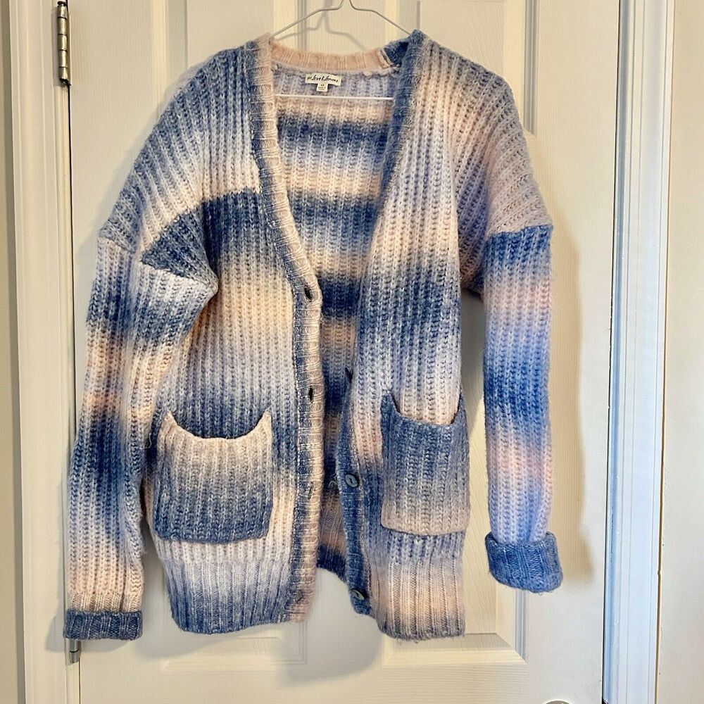 For Love and Lemons Celeste Cardigan Sweater Pink Blue Tie Dye Ombre Size XS - Picture 2 of 10
